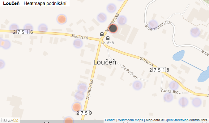 Mapa Loučeň - Firmy v části obce.