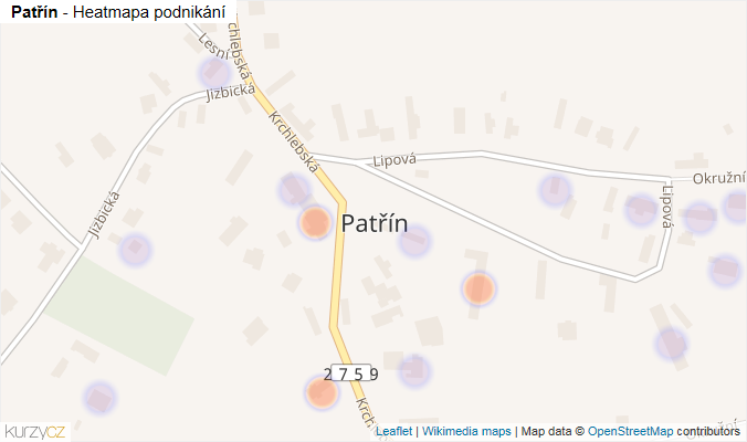 Mapa Patřín - Firmy v části obce.