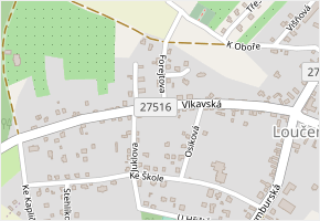 Vlkavská v obci Loučeň - mapa ulice