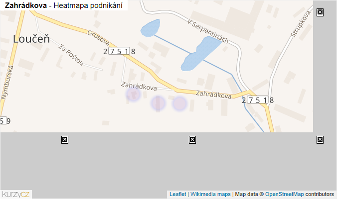 Mapa Zahrádkova - Firmy v ulici.