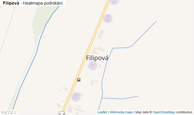 Mapa Filipová - Firmy v části obce.