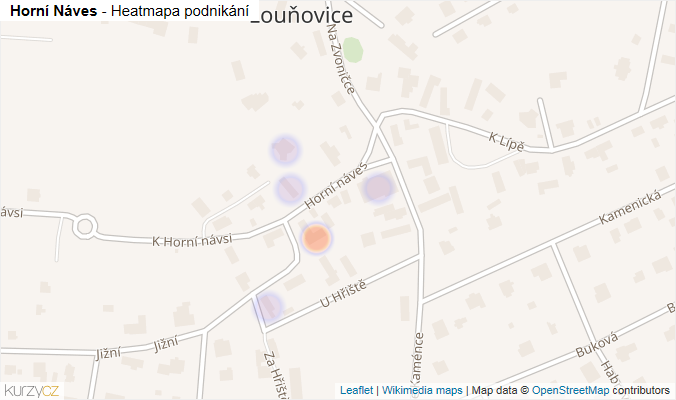 Mapa Horní náves - Firmy v ulici.