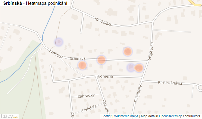 Mapa Srbínská - Firmy v ulici.