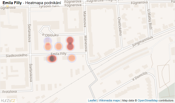 Mapa Emila Filly - Firmy v ulici.
