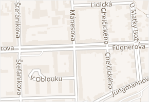 Fűgnerova v obci Louny - mapa ulice