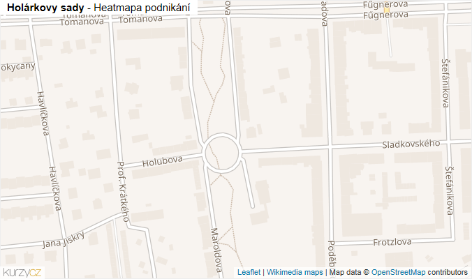 Mapa Holárkovy sady - Firmy v ulici.