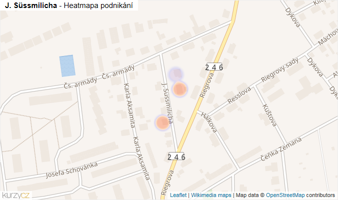 Mapa J. Süssmilicha - Firmy v ulici.