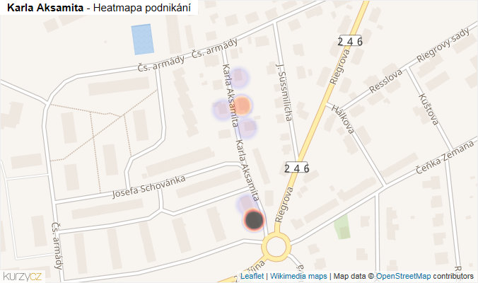 Mapa Karla Aksamita - Firmy v ulici.