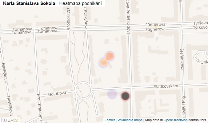 Mapa Karla Stanislava Sokola - Firmy v ulici.