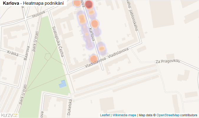 Mapa Karlova - Firmy v ulici.