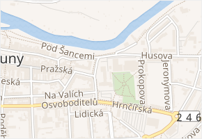 Komenského náměstí v obci Louny - mapa ulice