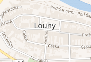 Louny v obci Louny - mapa části obce