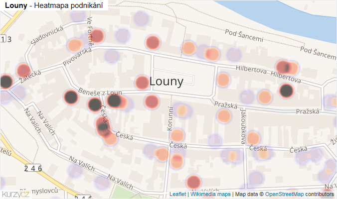 Mapa Louny - Firmy v části obce.