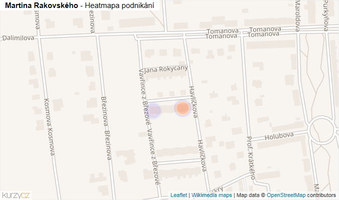 Mapa Martina Rakovského - Firmy v ulici.