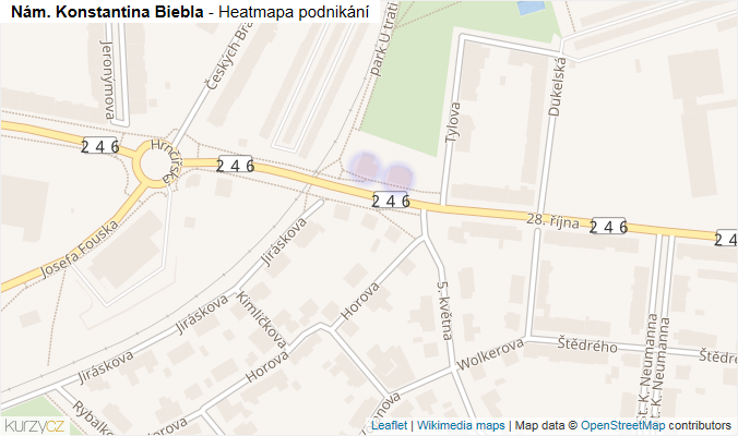 Mapa Nám. Konstantina Biebla - Firmy v ulici.