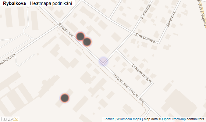 Mapa Rybalkova - Firmy v ulici.
