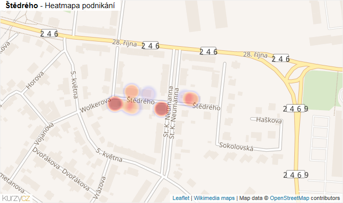 Mapa Štědrého - Firmy v ulici.