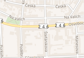 Štefánikova v obci Louny - mapa ulice