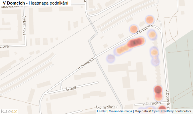 Mapa V Domcích - Firmy v ulici.