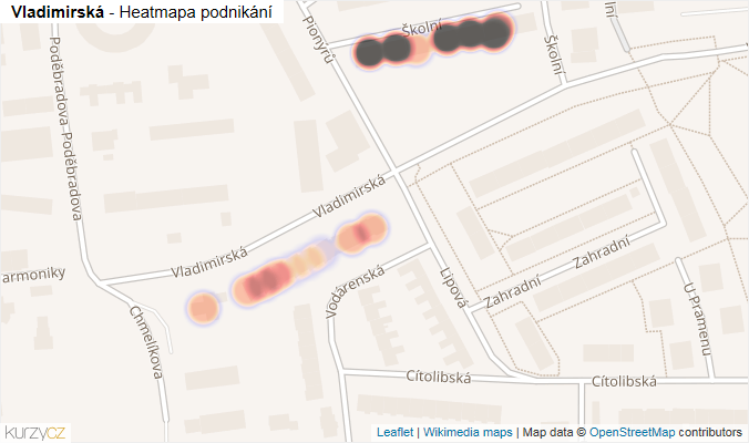 Mapa Vladimirská - Firmy v ulici.