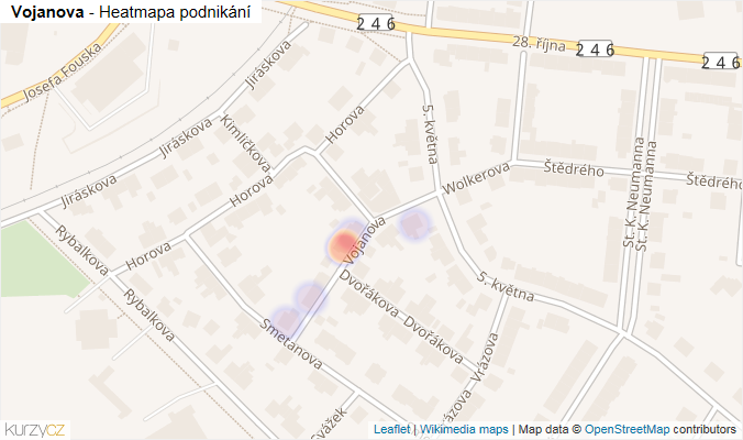 Mapa Vojanova - Firmy v ulici.