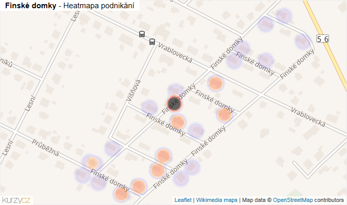 Mapa Finské domky - Firmy v ulici.