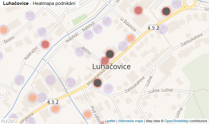 Mapa Luhačovice - Firmy v části obce.