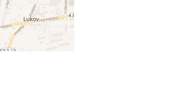 Pod Kaštany v obci Lukov - mapa ulice