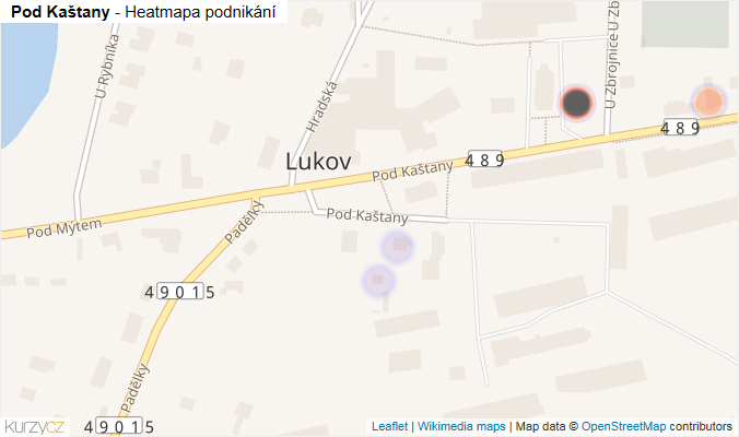Mapa Pod Kaštany - Firmy v ulici.