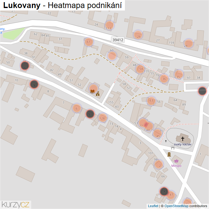 Mapa Lukovany - Firmy v obci.