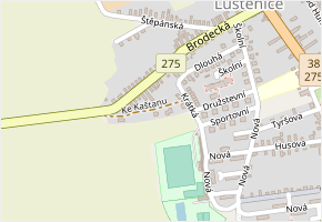 Ke Kaštanu v obci Luštěnice - mapa ulice
