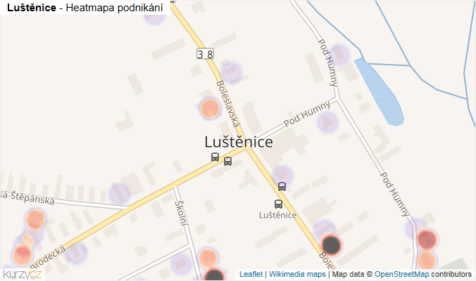 Mapa Luštěnice - Firmy v části obce.