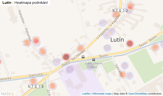 Mapa Lutín - Firmy v části obce.