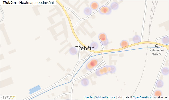 Mapa Třebčín - Firmy v části obce.
