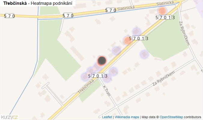 Mapa Třebčínská - Firmy v ulici.