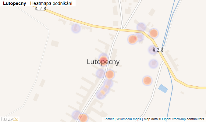 Mapa Lutopecny - Firmy v části obce.