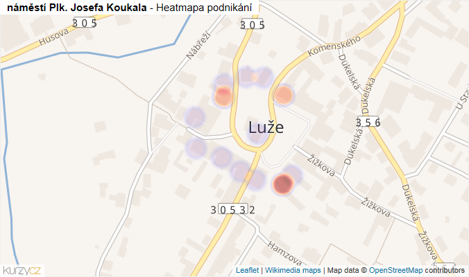 Mapa náměstí Plk. Josefa Koukala - Firmy v ulici.