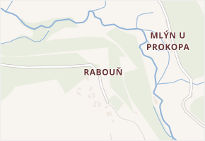 Rabouň v obci Luže - mapa části obce