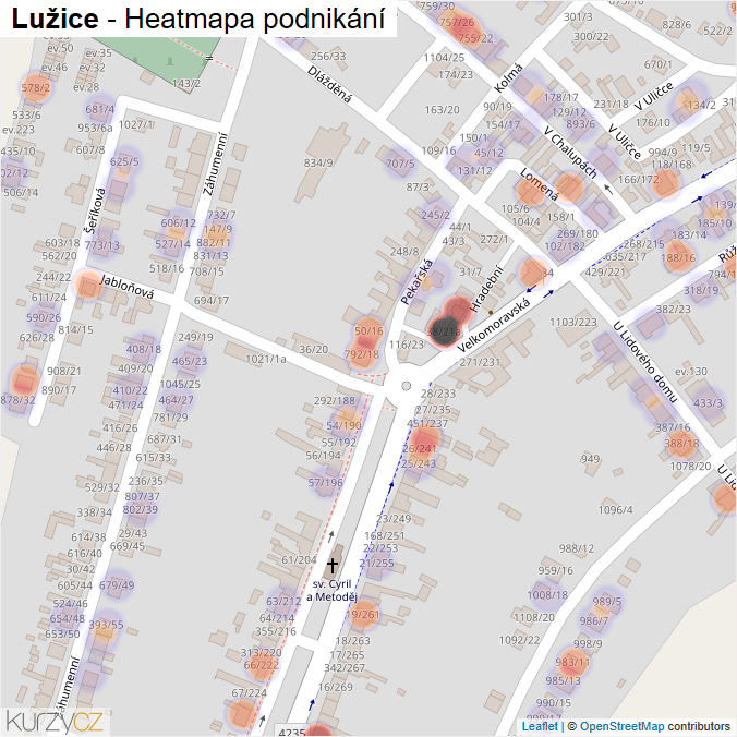 Mapa Lužice - Firmy v obci.