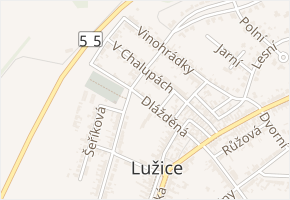 Dlážděná v obci Lužice - mapa ulice