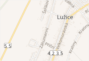Záhumenní v obci Lužice - mapa ulice