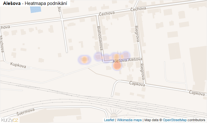 Mapa Alešova - Firmy v ulici.