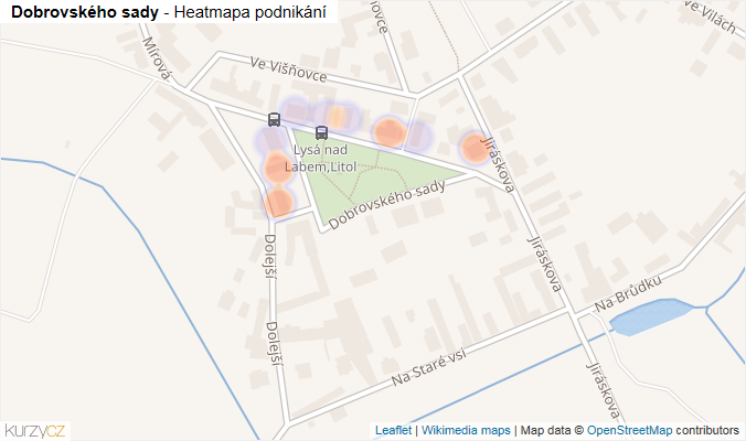 Mapa Dobrovského sady - Firmy v ulici.