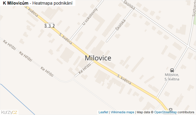 Mapa K Milovicům - Firmy v ulici.