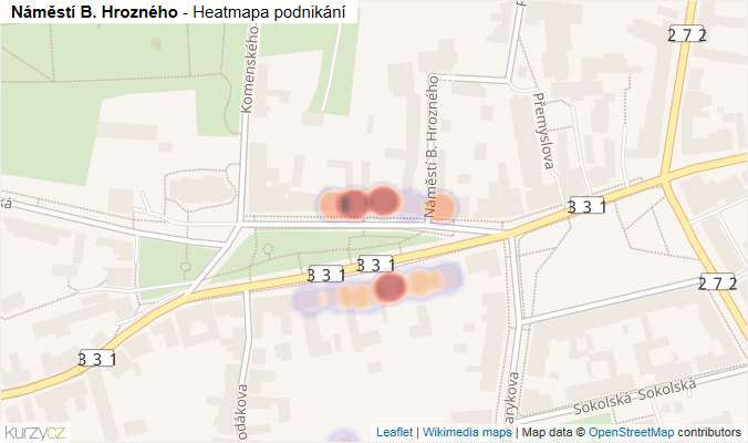 Mapa Náměstí B. Hrozného - Firmy v ulici.