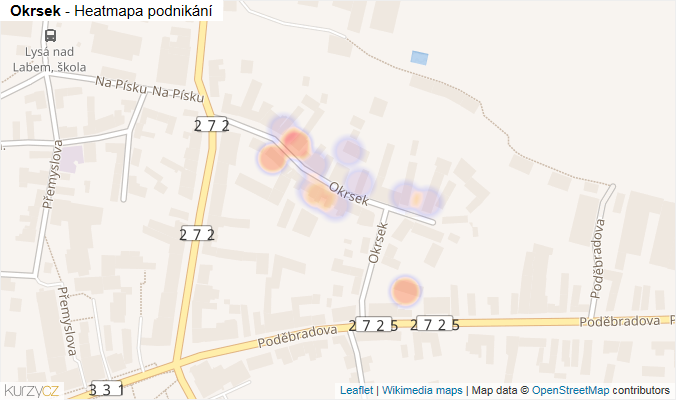 Mapa Okrsek - Firmy v ulici.