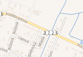 Poděbradova v obci Lysá nad Labem - mapa ulice