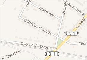 U Křížku v obci Lysá nad Labem - mapa ulice