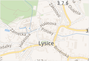 Potoky v obci Lysice - mapa ulice