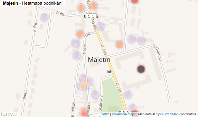 Mapa Majetín - Firmy v části obce.